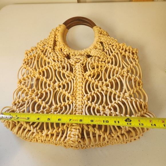 Free People Esmerelda Macrame Boho Tote Bag Purse Bohemian 1970s 70s Style Beach - Picture 6 of 8